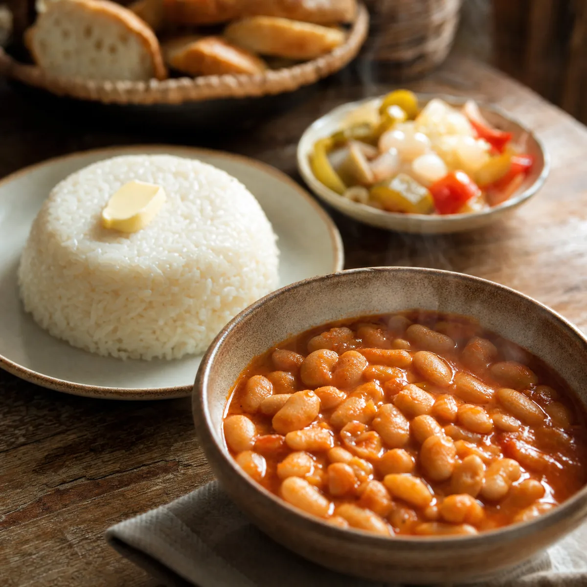 Restoran örneği — kuru fasulye ve tereyağlı pilav